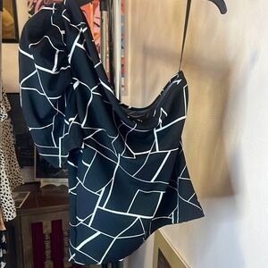 Chic Black and White Geometric Top
